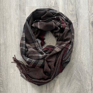 Inhabit Cashmere Scarf in Brown, Red, Blue & White